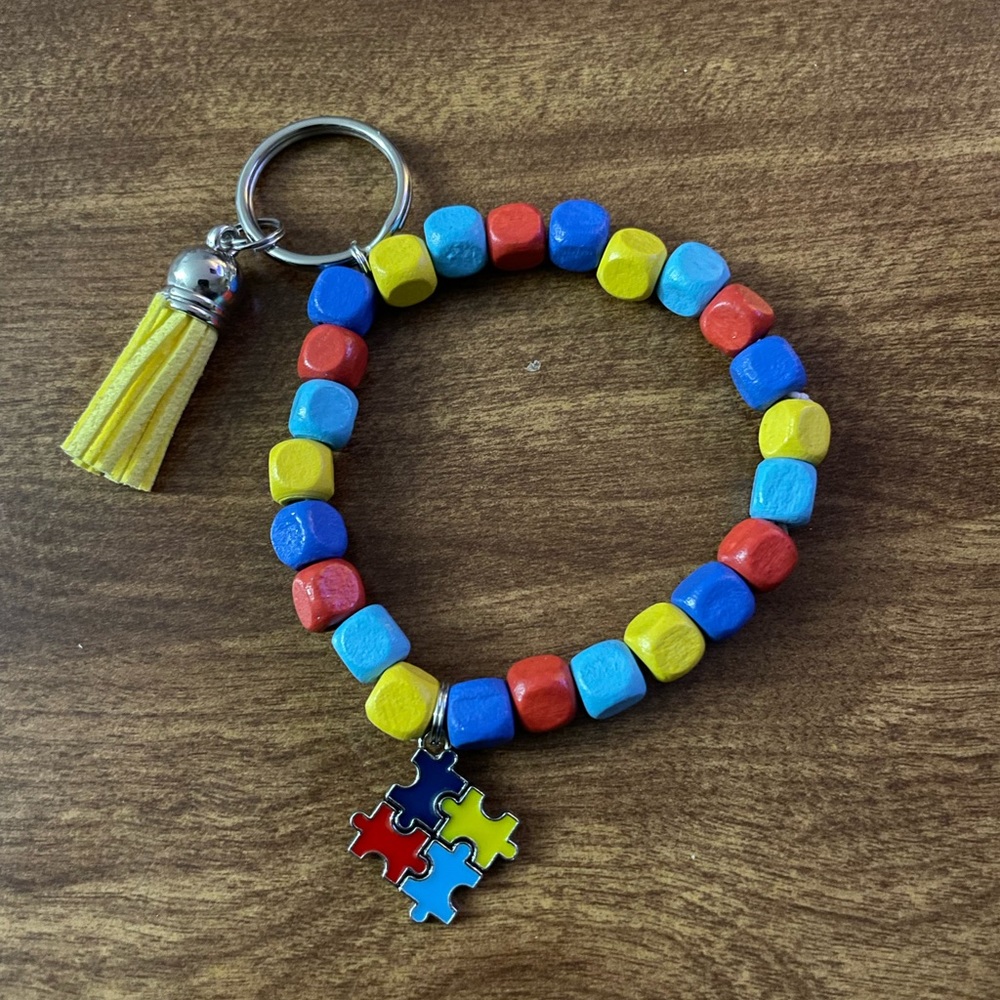 Autism Beaded Wristlet Keychain